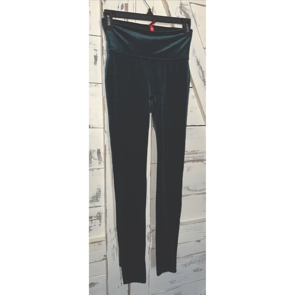 SPANX Emerald Green Malachite Velvet Tummy Control Pull On Leggings Women’s S